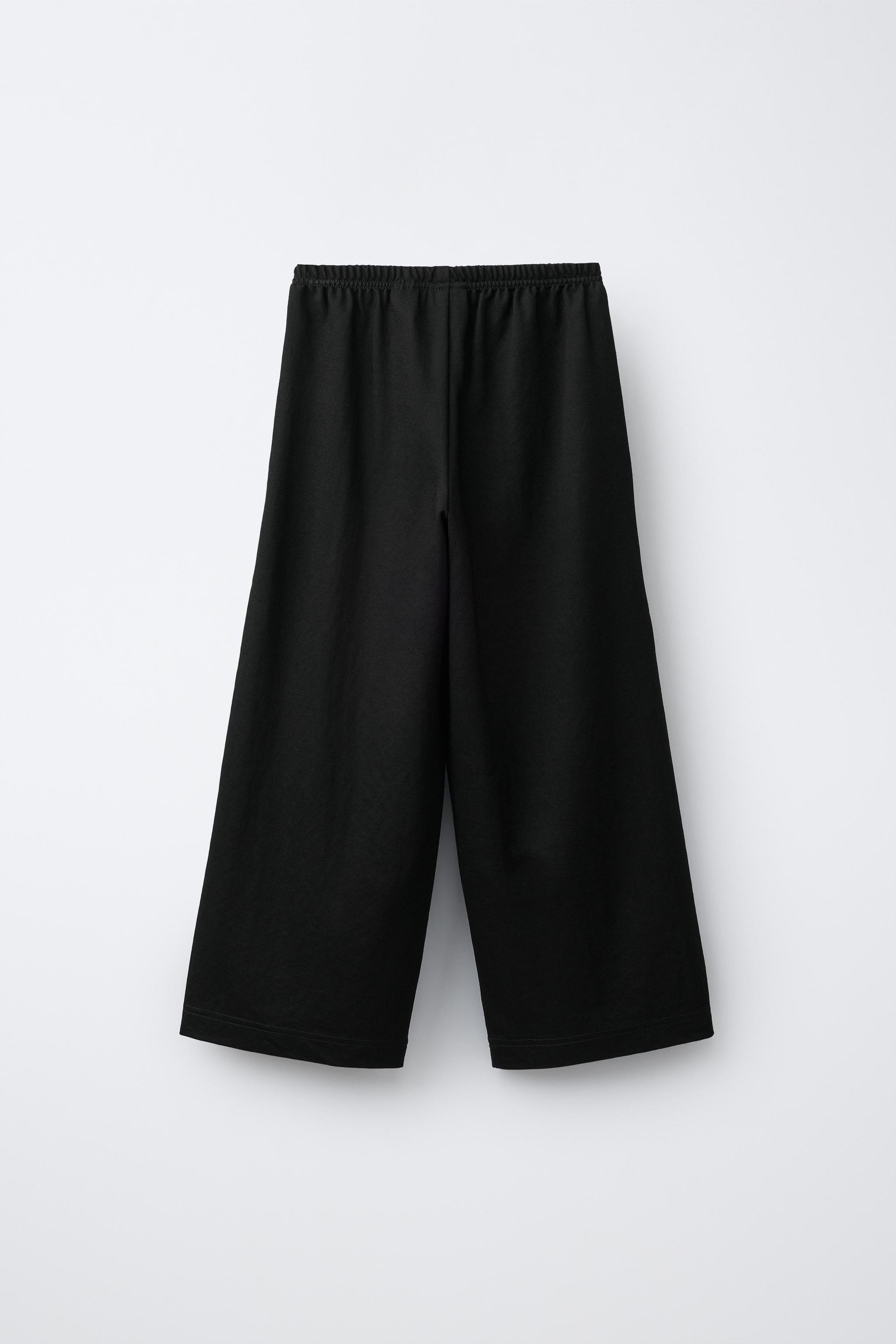 WIDE LEG PAJAMA PANTS — Black (alternate view)