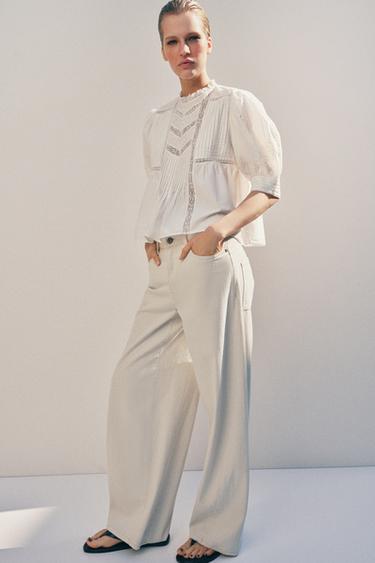ZW COLLECTION EMBROIDERED SHIRT - Ecru by Zara
