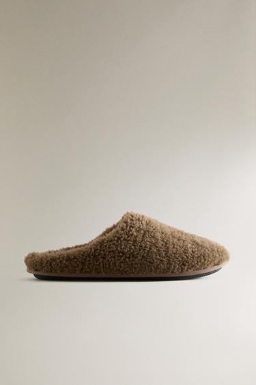 FAUX FUR SLIPPERS - Taupe Grey by Zara - Image 0