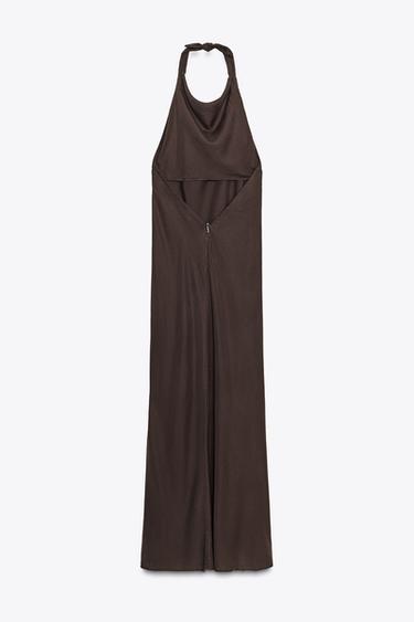 ROBE HALTER FLUIDE - Chocolat de Zara - Image 6