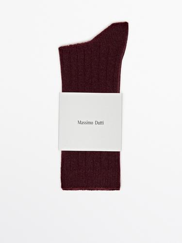 Zara Cotton blend knit socks - Maroon - Image 0