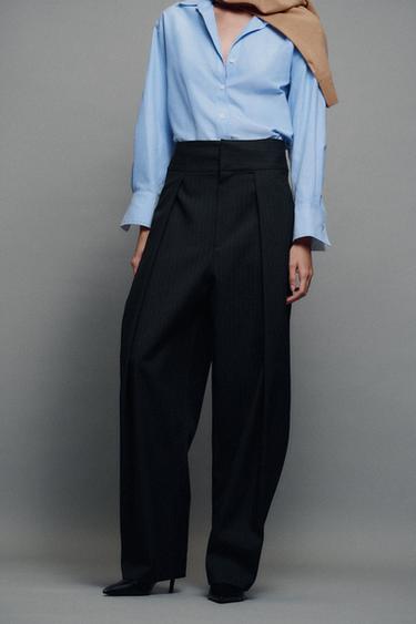 PLEATED BALLOON PANTS — Navy blue 2