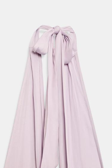 ROBE MIDI HALTER SATINÉE - Lilas de Zara - Image 4