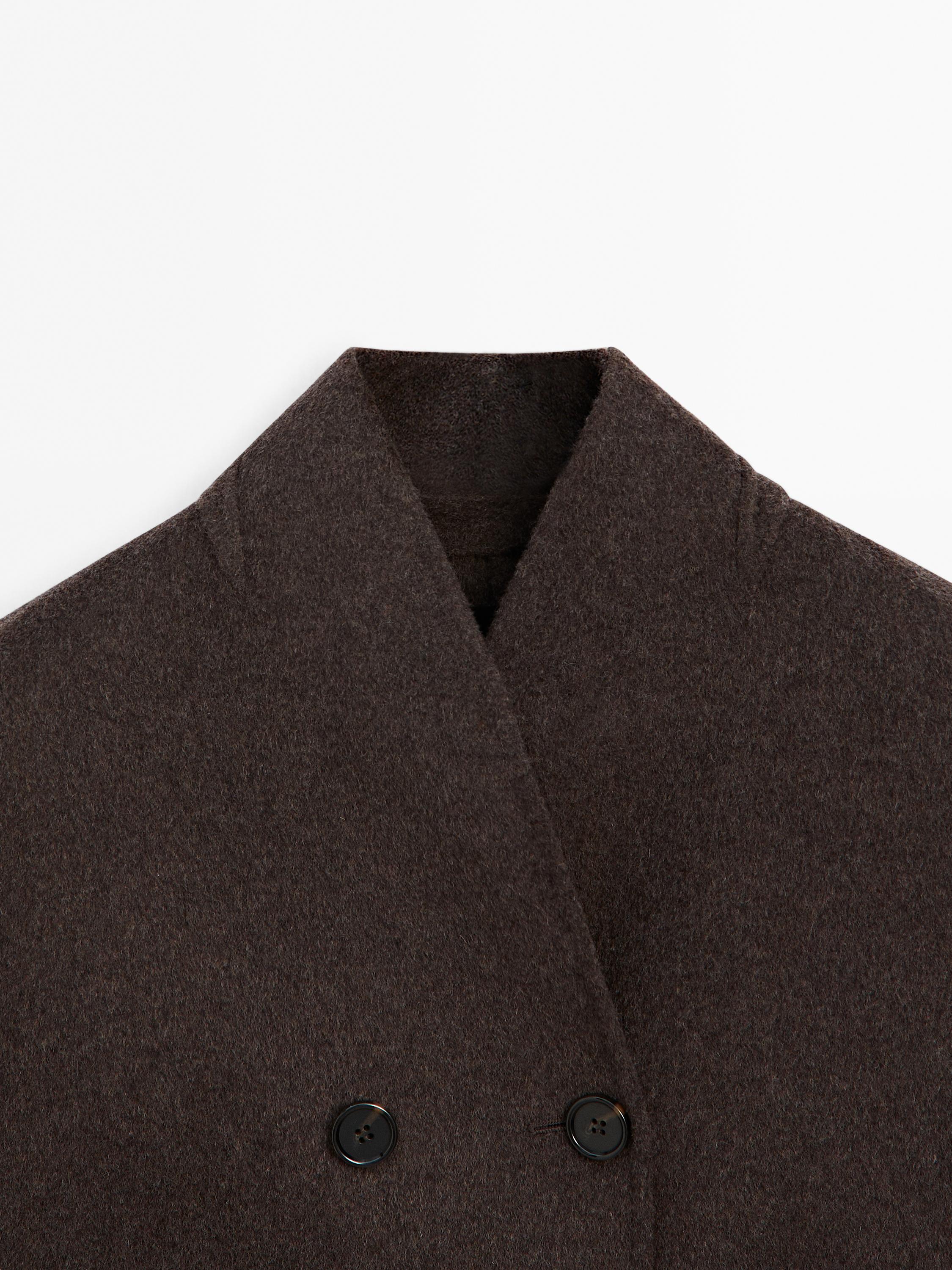 Manteau à col smoking en laine mélangée