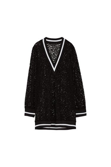 LACE SWEATSHIRT WITH V-NECK