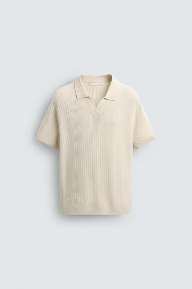 პოლო მაისური ფაქტურული ნაქსოვი - Zara-ს Oyster-white