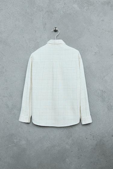 STORIESZ - CHECKED COTTON AND LINEN SHIRT - Blue by Zara - Image 1