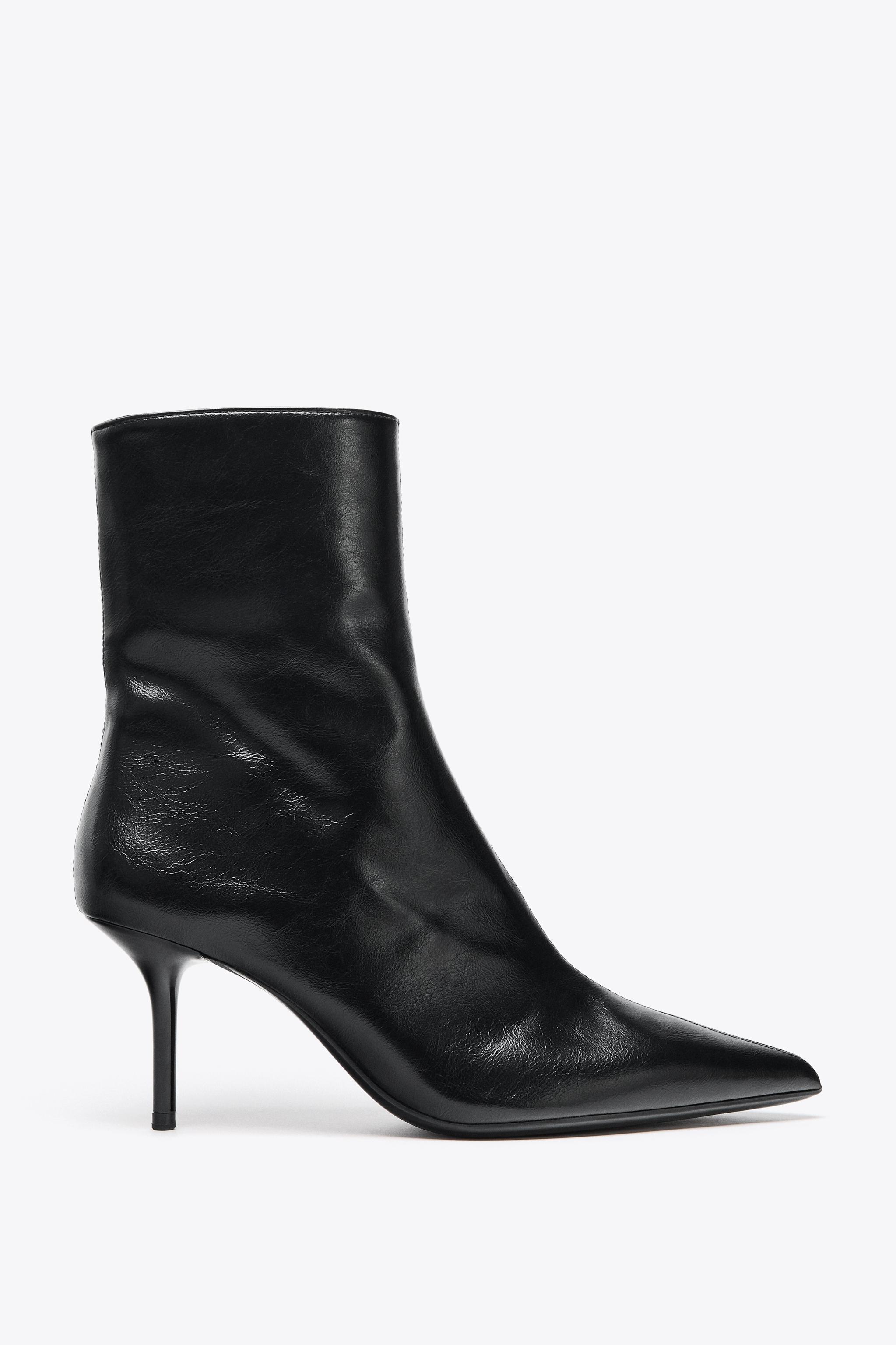 ZARA黒 ハイヒール メッシュ アンクルブーツ ZARA ブロックヒール メッシュアンクルブーツ - メルカリ
