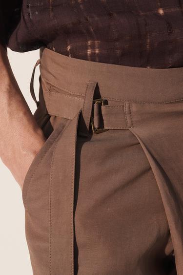 RELAXED FIT WRAP TROUSERS - Taupe grey by Zara - Image 4