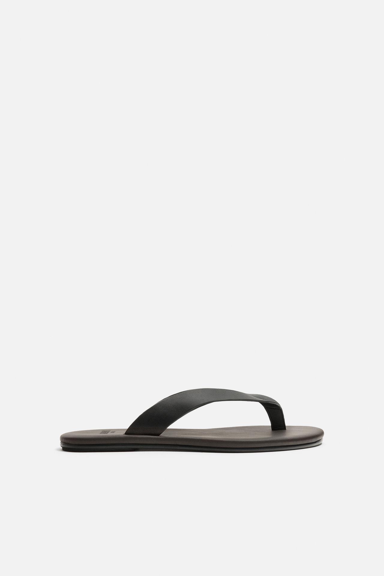 Zara LIMITED EDITION LEATHER SANDALS - Brown