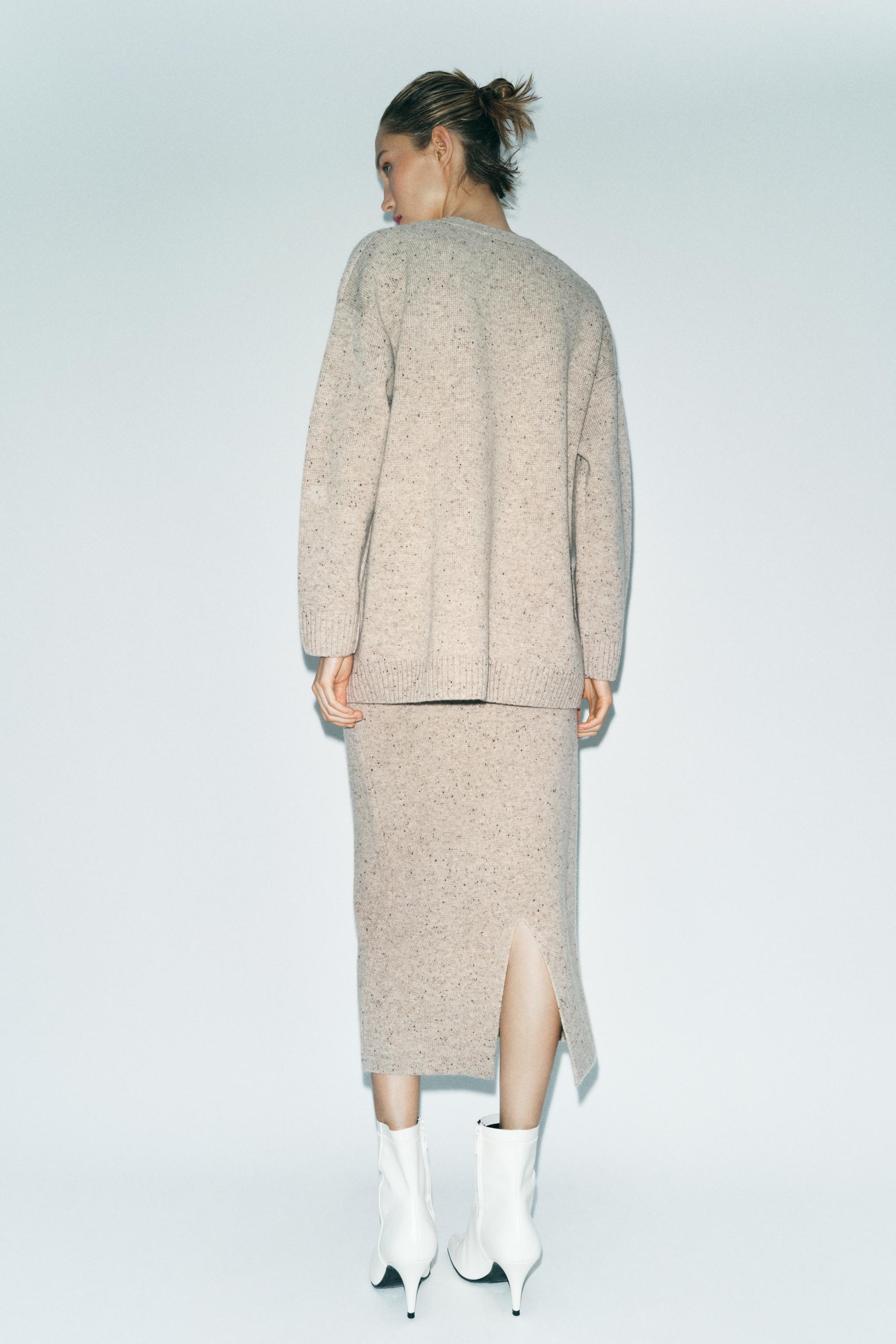 ☆ドイツ発*ZARA*新作*100% ウールニットスカート/BEIGE☆ ウール100% ミディスカート - ベージュ | ZARA Japan / 日本