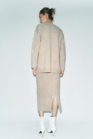 100% WOOL MIDI SKIRT - Beige de Zara - Image 3