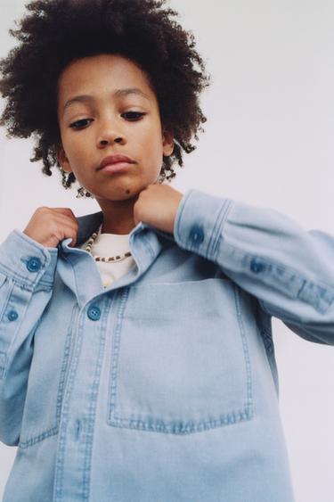 CANVAS OVERSHIRT - Blue by Zara