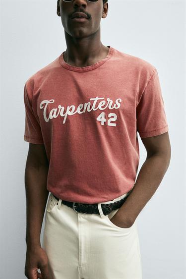WASHED EMBROIDERED T-SHIRT - Russet by Zara - Image 4