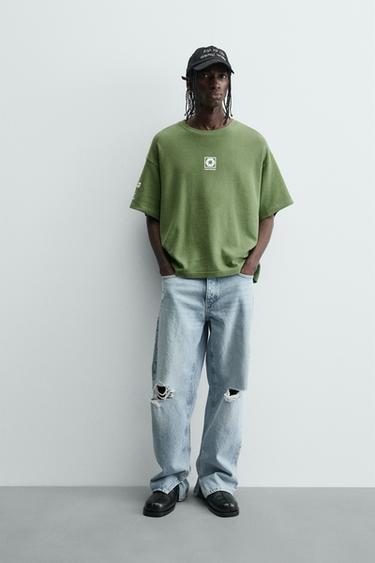 SUDADERA RELAXED FIT ESTAMPADOS - Verde de Zara - Imagen 0