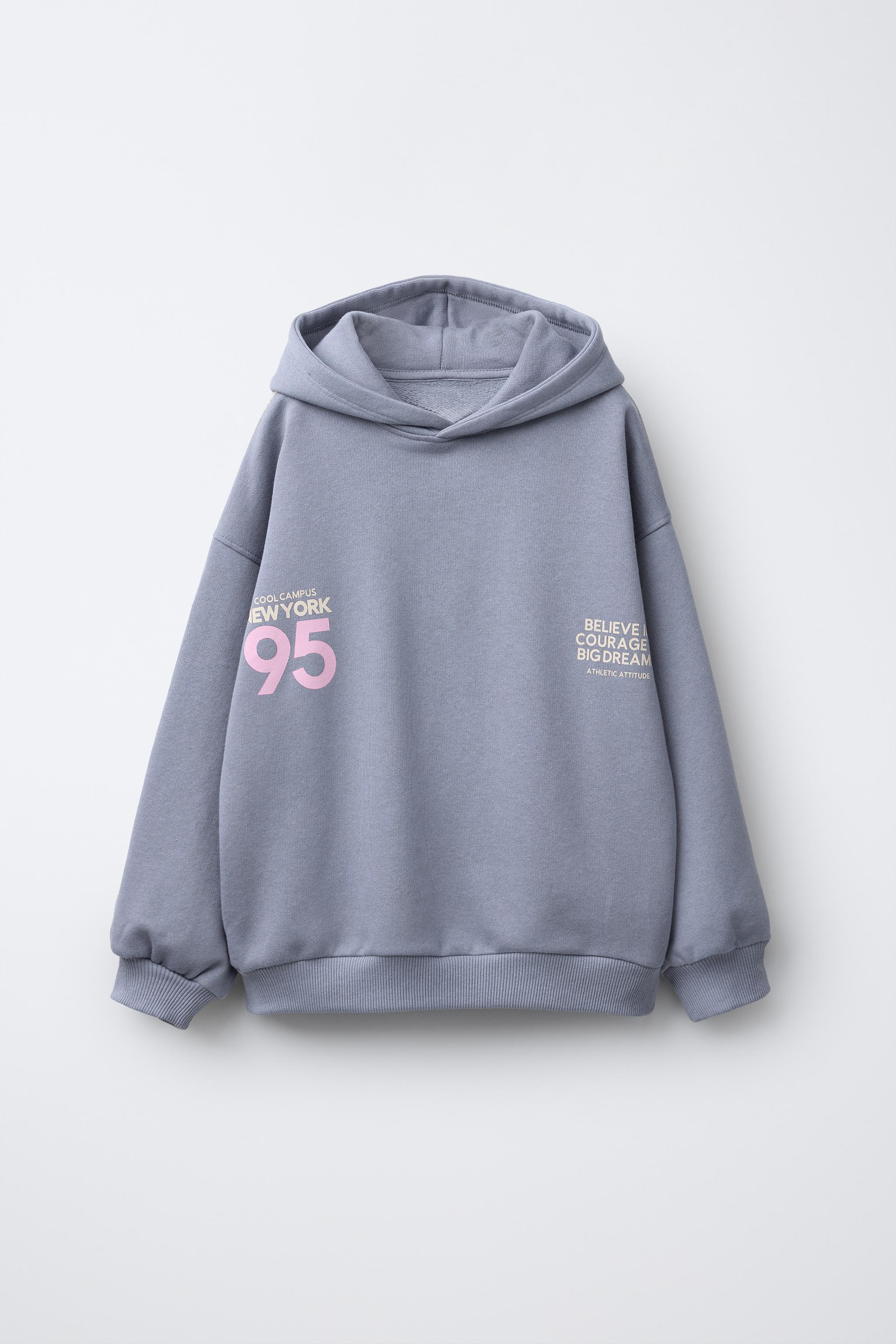 KAPUZENSWEATSHIRT MIT STREIFEN Mittelblau ZARA Deutschland