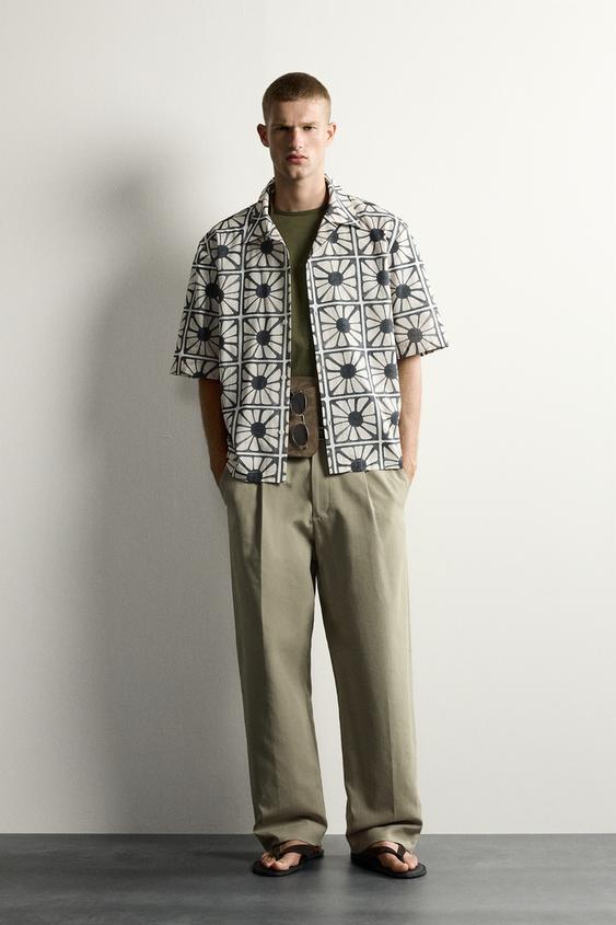 RELAXED FIT OVERHEMD MET MOZAÏEKPRINT - Wit van Zara - Afbeelding 0