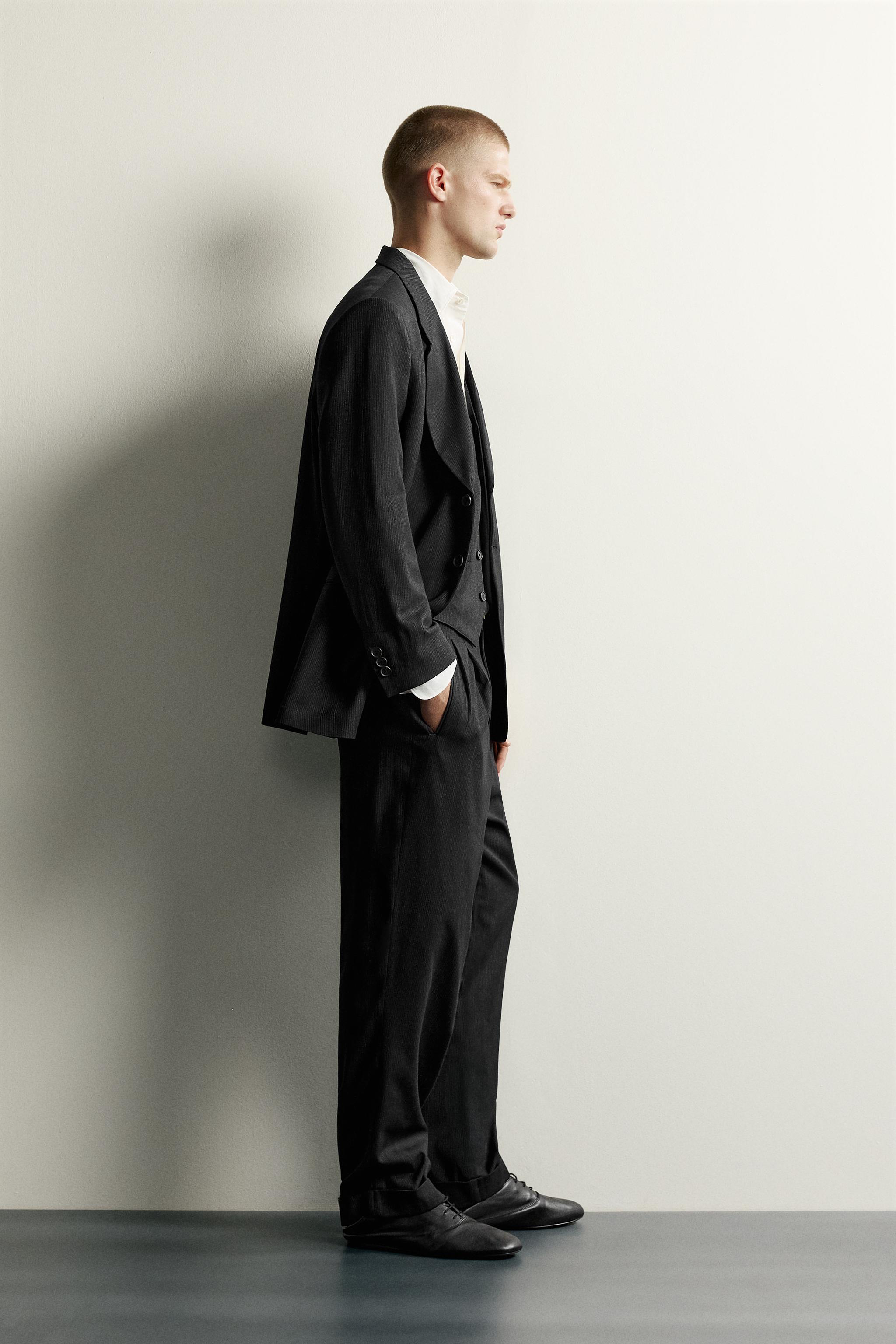 RELAXED FIT STRIPED SUIT PANTS