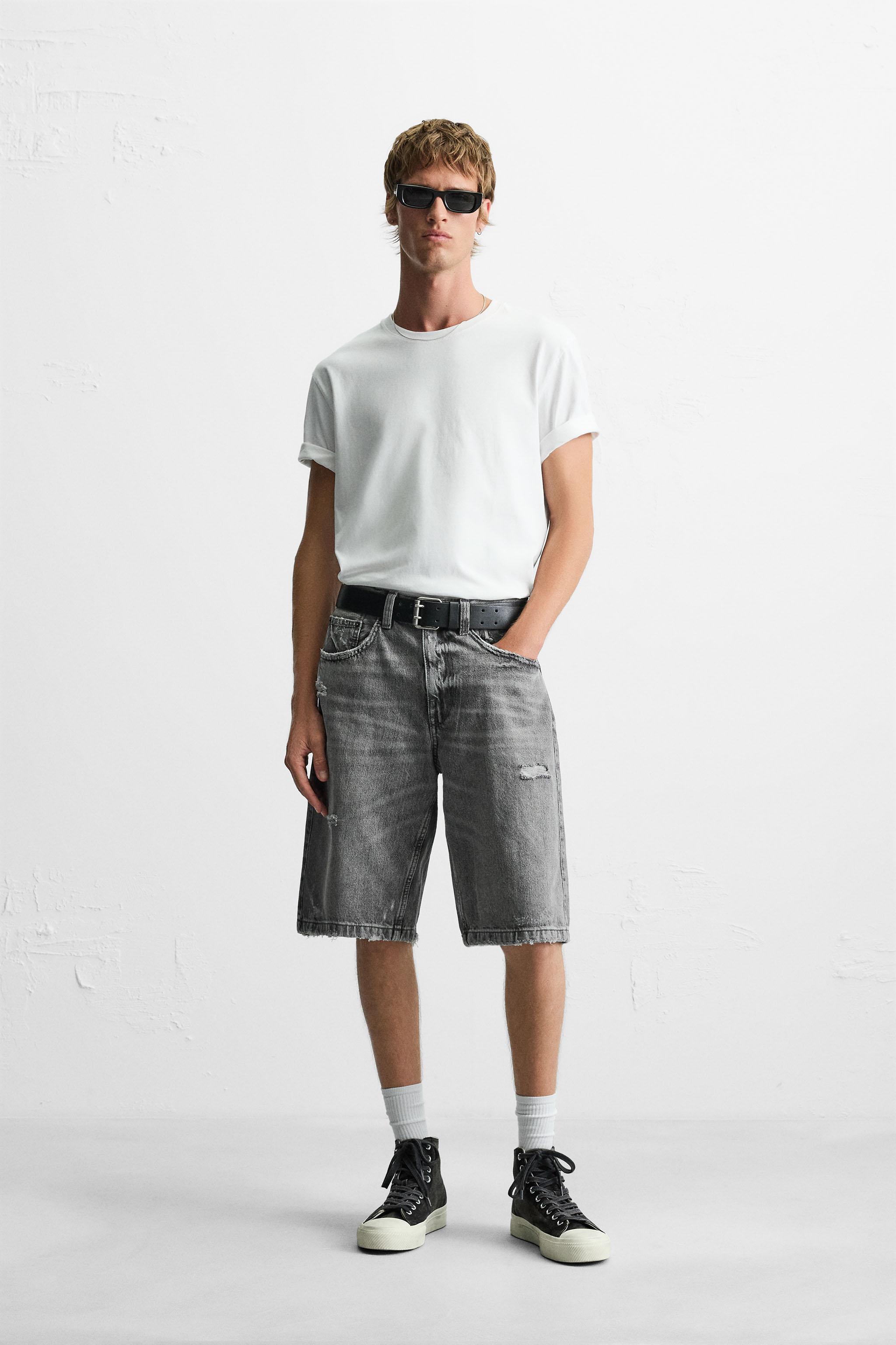 RIPPED BAGGY FIT DENIM SHORTS