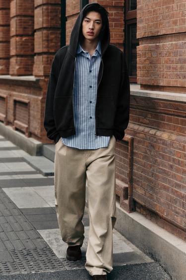 WASHED WAFFLE HOODIE - Dark anthracite by Zara