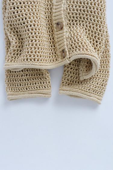 Zara ZARA TIMELESS - COTTON LINEN CARDIGAN - Light khaki