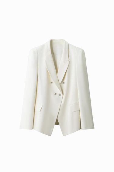 BLAZER CRUZADA HOMBRERAS ZW COLLECTION - Crudo de Zara