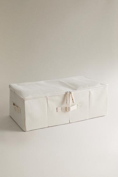 FOLDABLE RESIN-FINISHED WARDROBE STORAGE BOX — Light beige 1