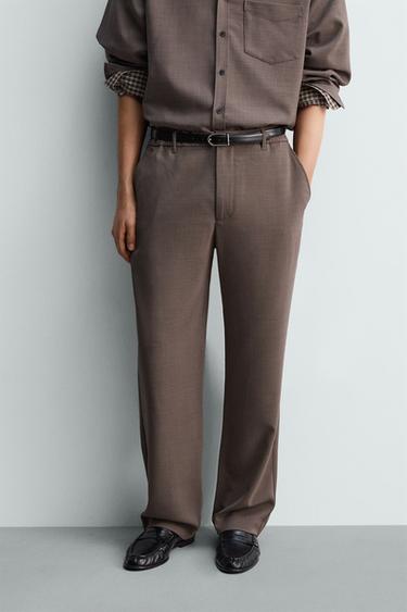 RELAXED FIT TROUSERS - Brown by Zara