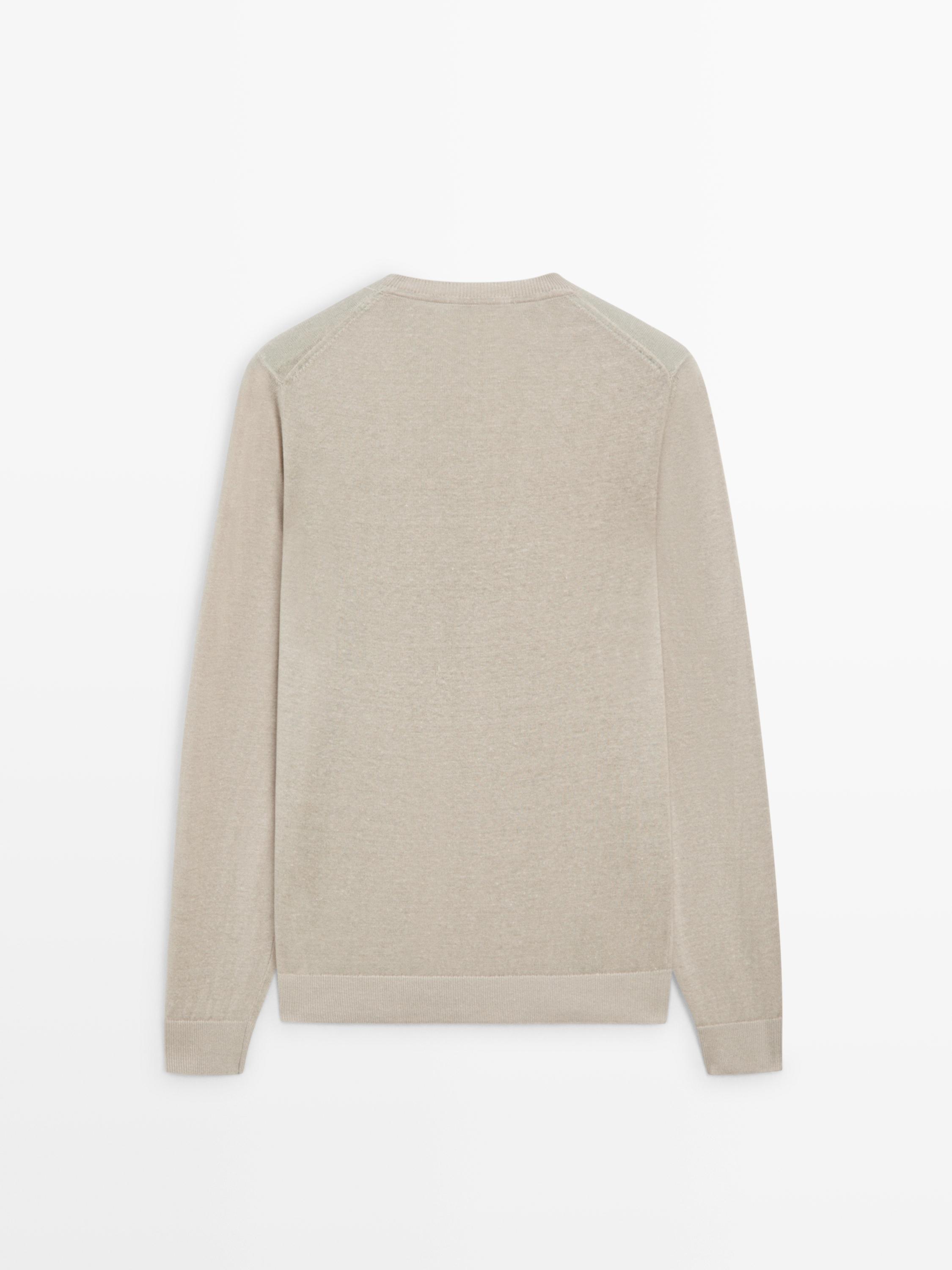 Pull en maille 100 % lin à col rond