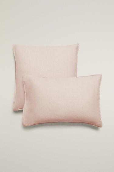 Zara WASHED LINEN PILLOWCASE - Pink