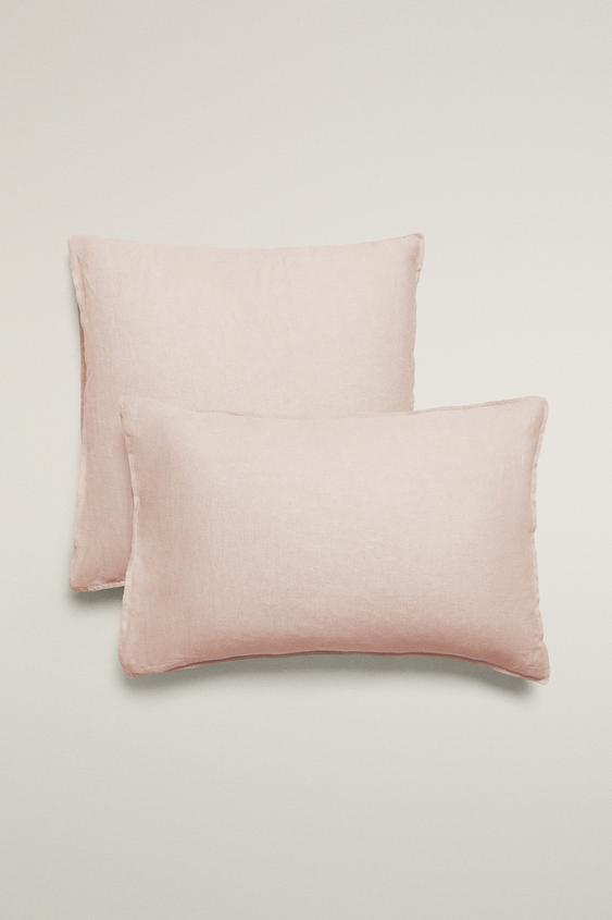 FADED LINEN PILLOWCASE (140 G/M²) - Pink by Zara - Image 0