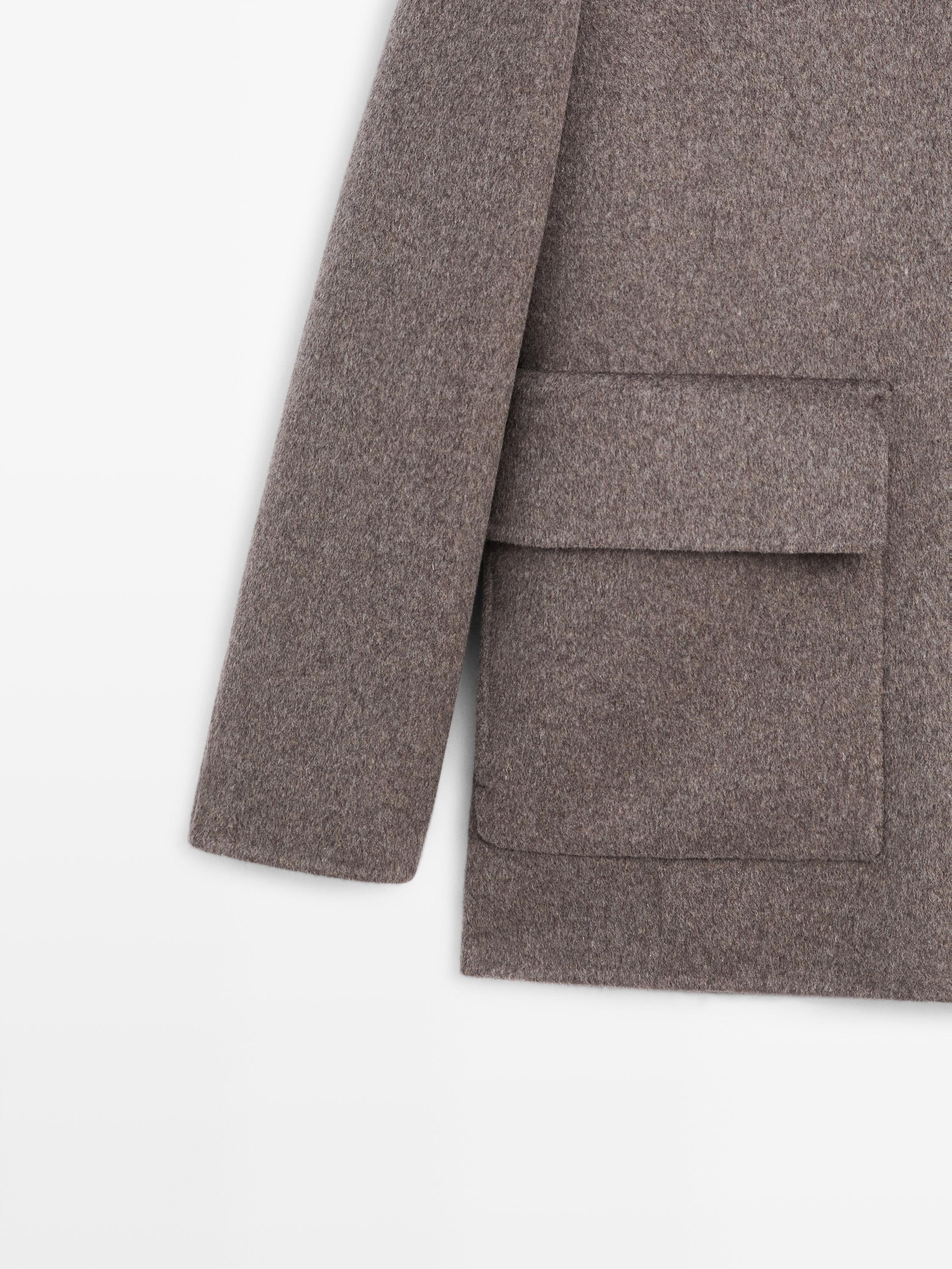 Short wool blend coat with hood