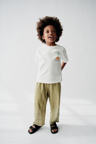 CALÇA LISTRADA - Verde da Zara