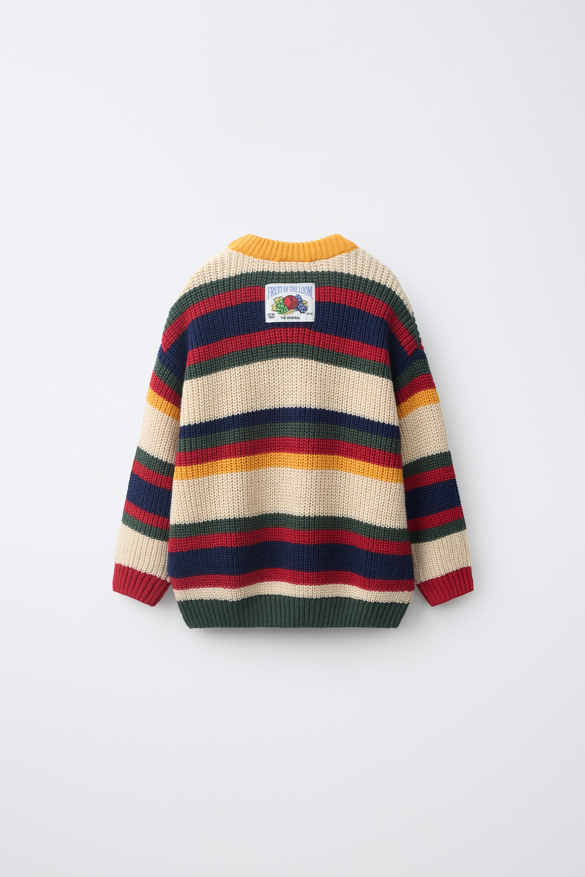 PULL EN MAILLE À RAYURES ET ÉTIQUETTE FRUIT OF THE LOOM™