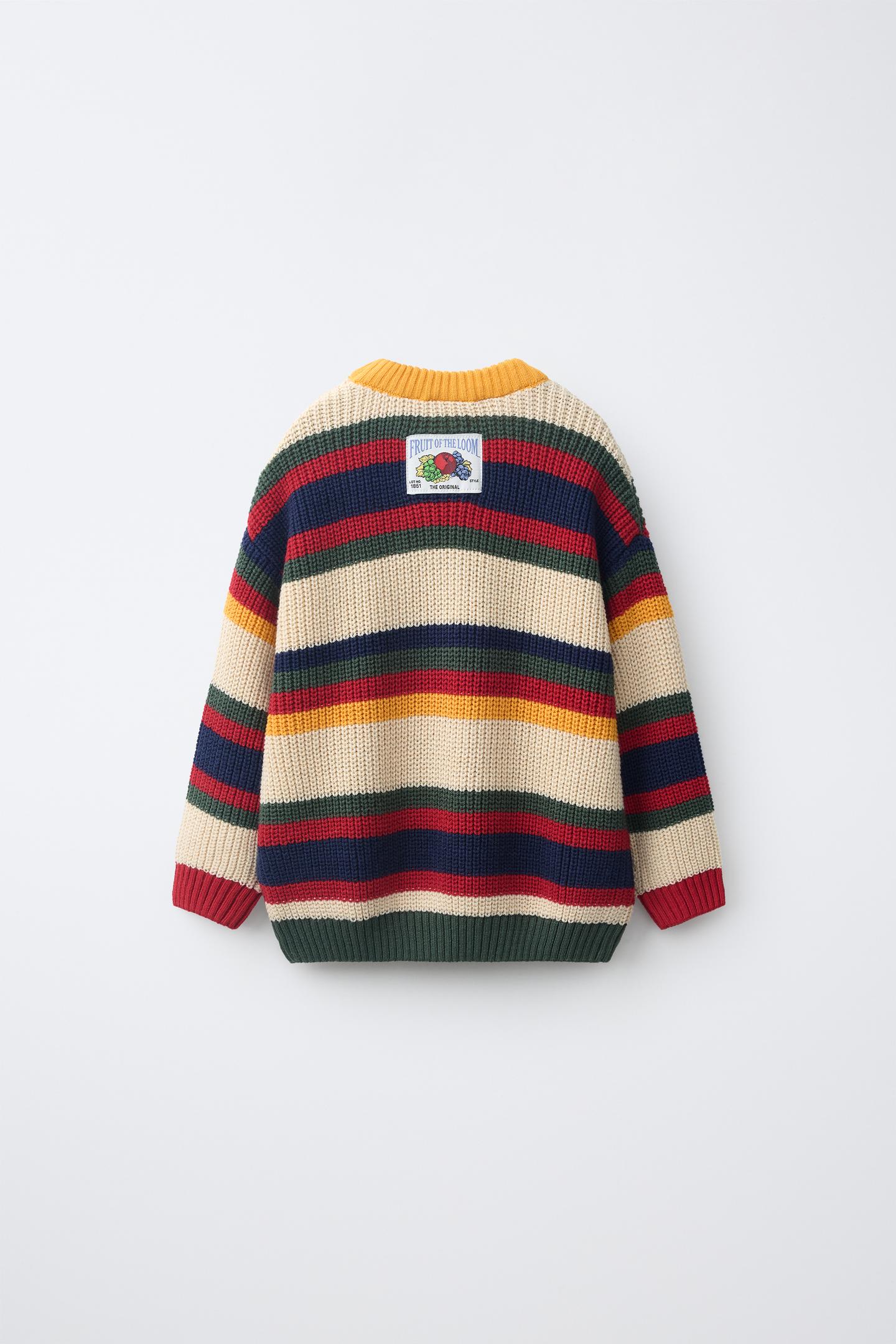 Детский свитер Zara Fruit OF the Loom™ Striped Knit, цвет: Полосатый — фото 2