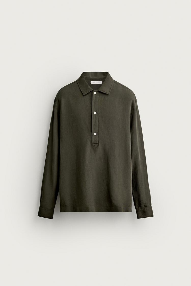 Camisa polo regular fit viscosa lino