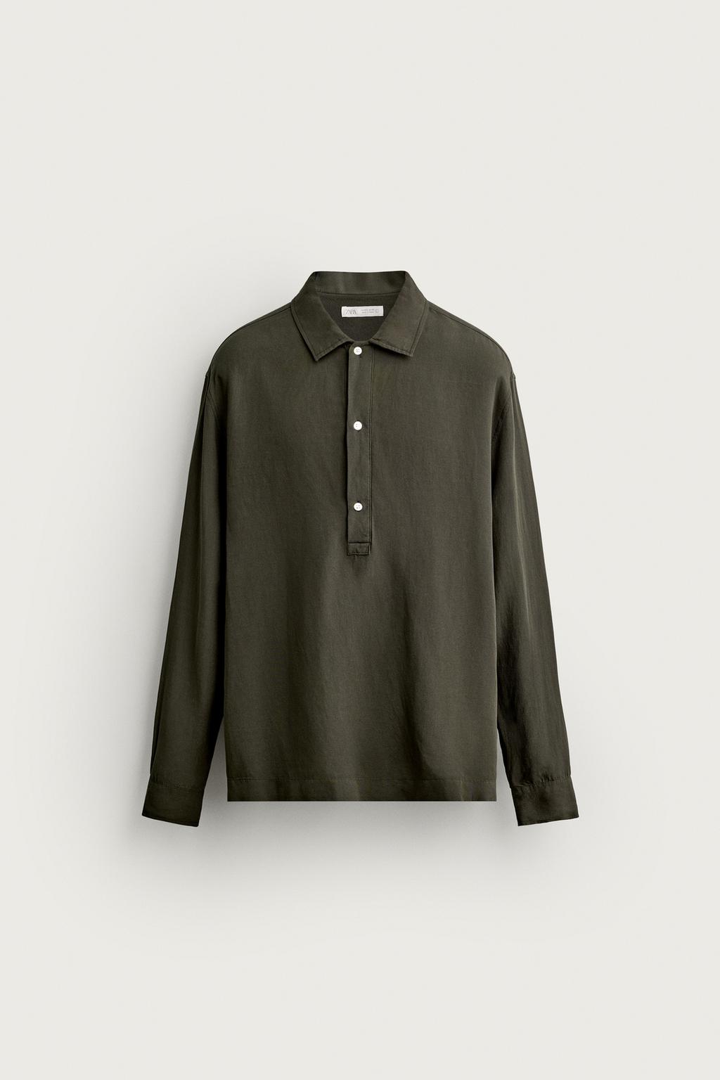 VISCOSE/LINEN REGULAR FIT POLO SHIRT