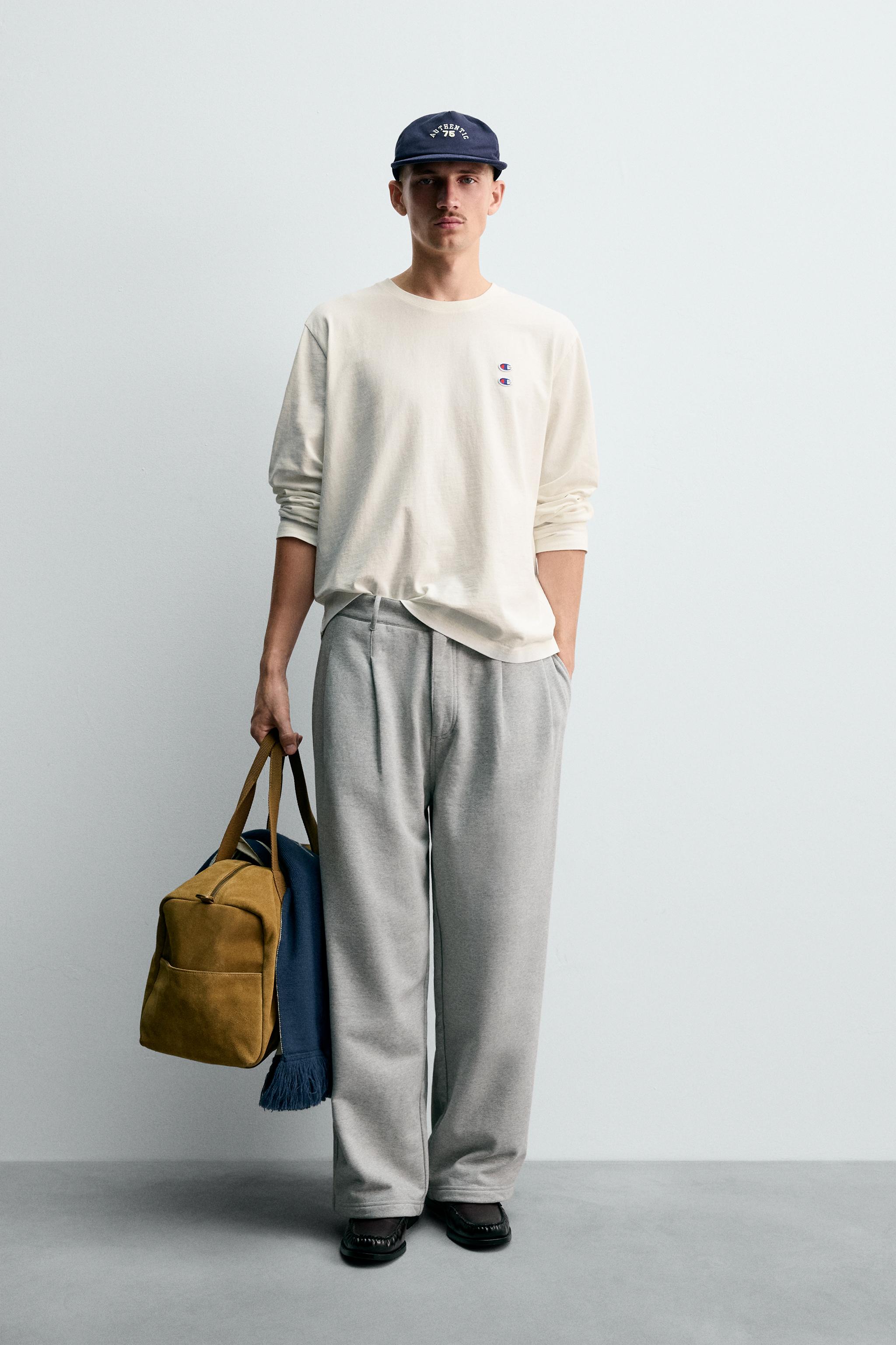 CHAMPION® X ZARA LONG SLEEVE PATCH T-SHIRT - Oyster-white