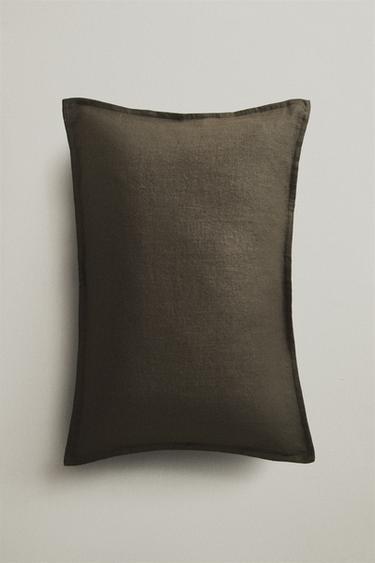 LINEN CUSHION COVER - Khaki by Zara
