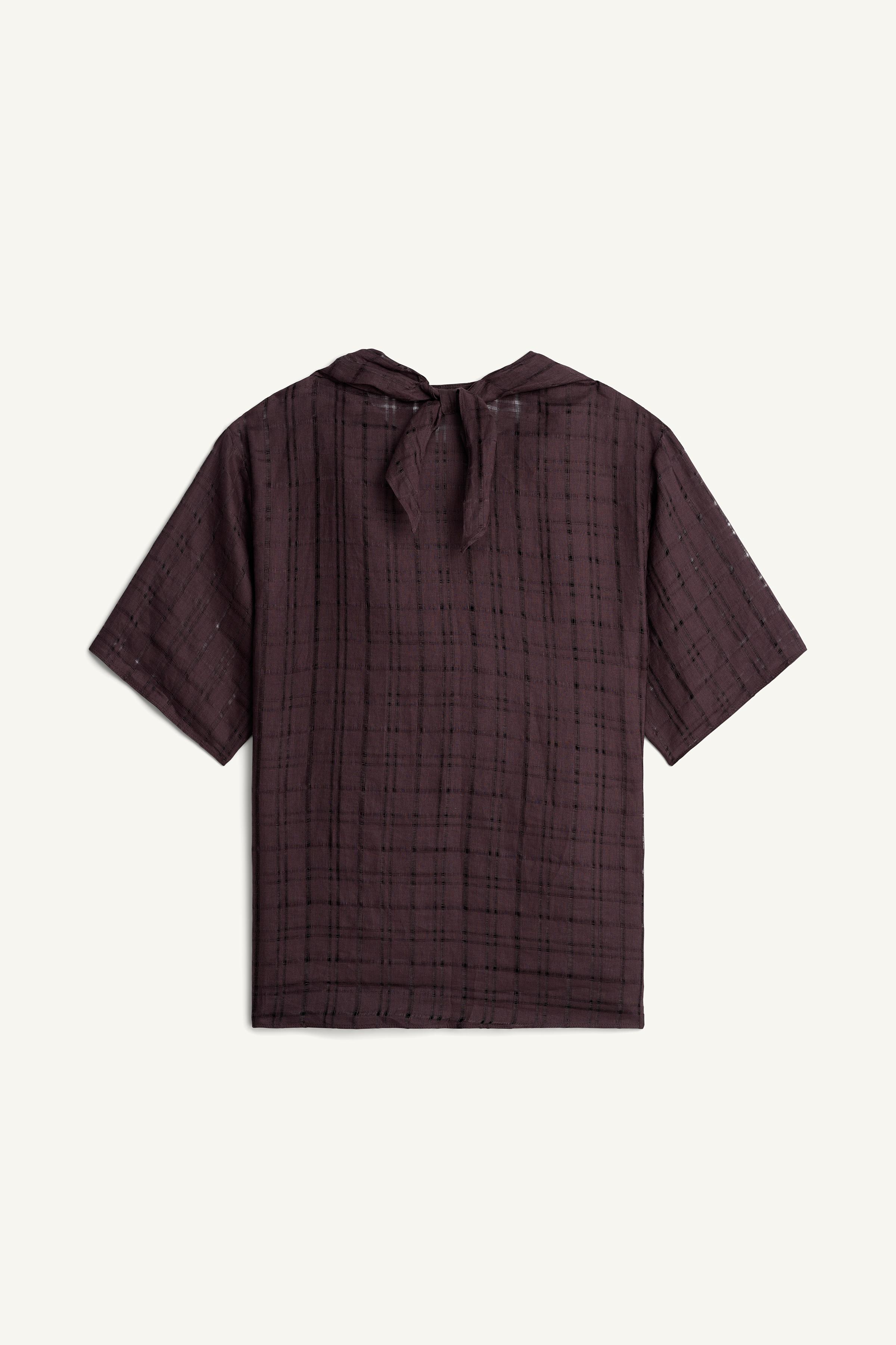 ポケットチーフ付き100%リネンシャツ - ディープパープル | ZARA Japan 