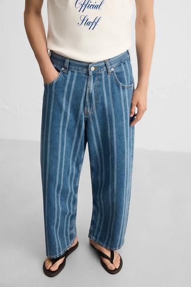 STRIPED RELAXED FIT JEANS - Blue by Zara - Image 5