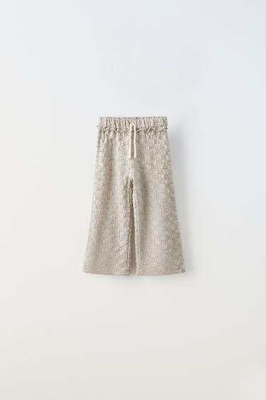 БРЮКИ ИЗ ТЕКСТУРНОЙ ТКАНИ СО ШНУРОМ — СЕРОВАТО-КОРИЧНЕВЫЙ от Zara — изображение 0