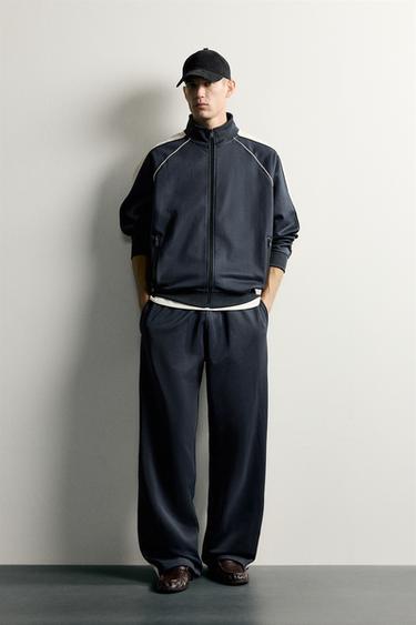 RETRO SPORTSJAKKE MED KONTRAST - stålblå fra Zara - Billede 0