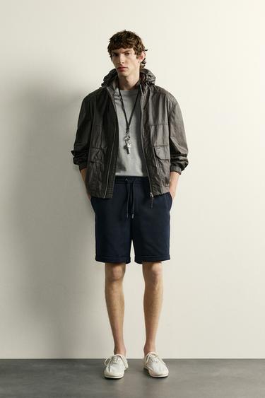 Zara COMFORT REGULAR FIT SHORTS - Navy marl