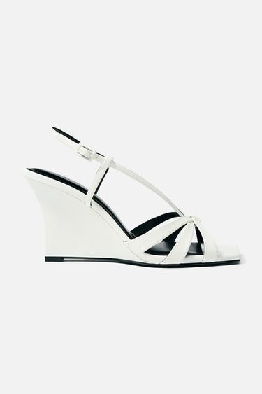 PATENT-EFFECT WEDGE HEELS - white by Zara