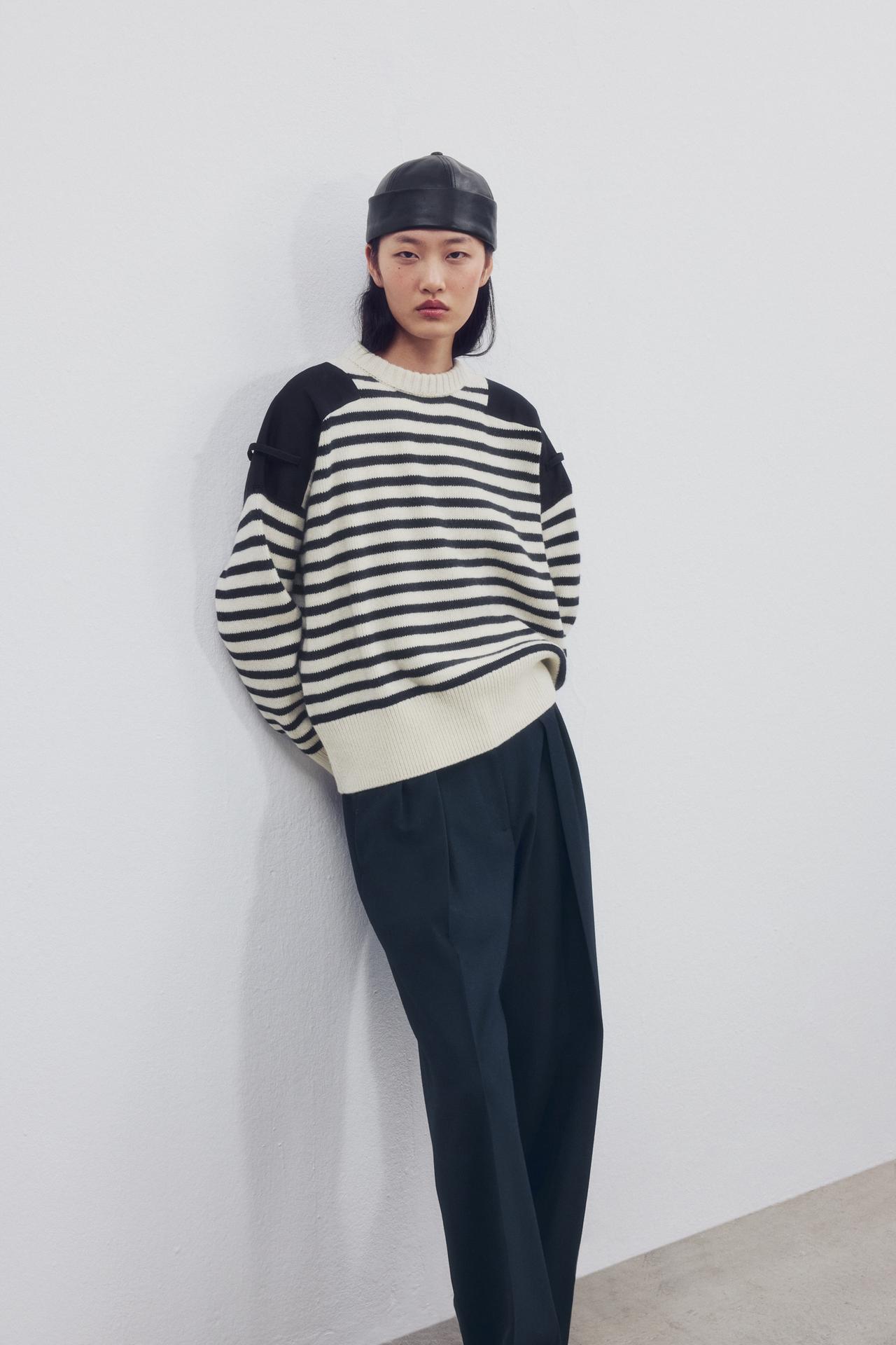 WOOL BLEND JUMPER WITH CONTRAST SHOULDERS