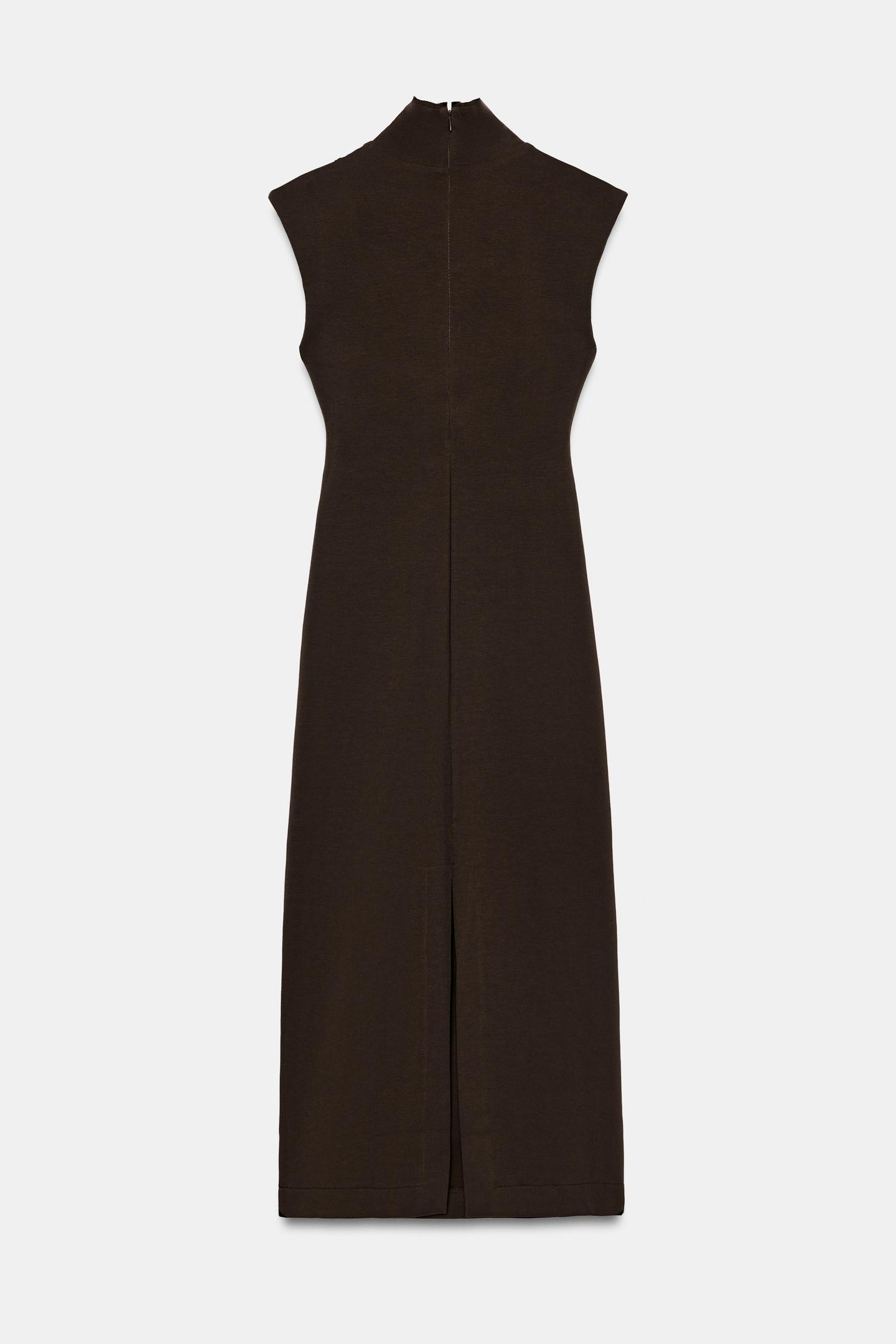 Женское платье Zara MIDI High-Neck, цвет: Коричневый — фото 7