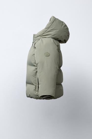 WATER-REPELLENT HOODED PUFFER COAT - Khaki by Zara
