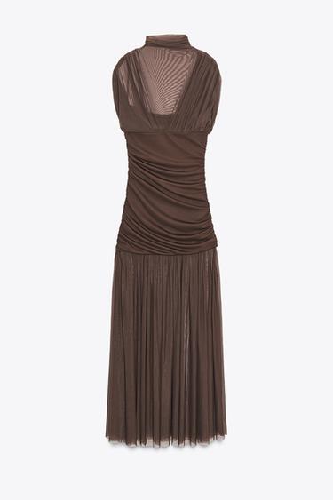 ROBE AVEC TULLE - Chocolat de Zara - Image 3