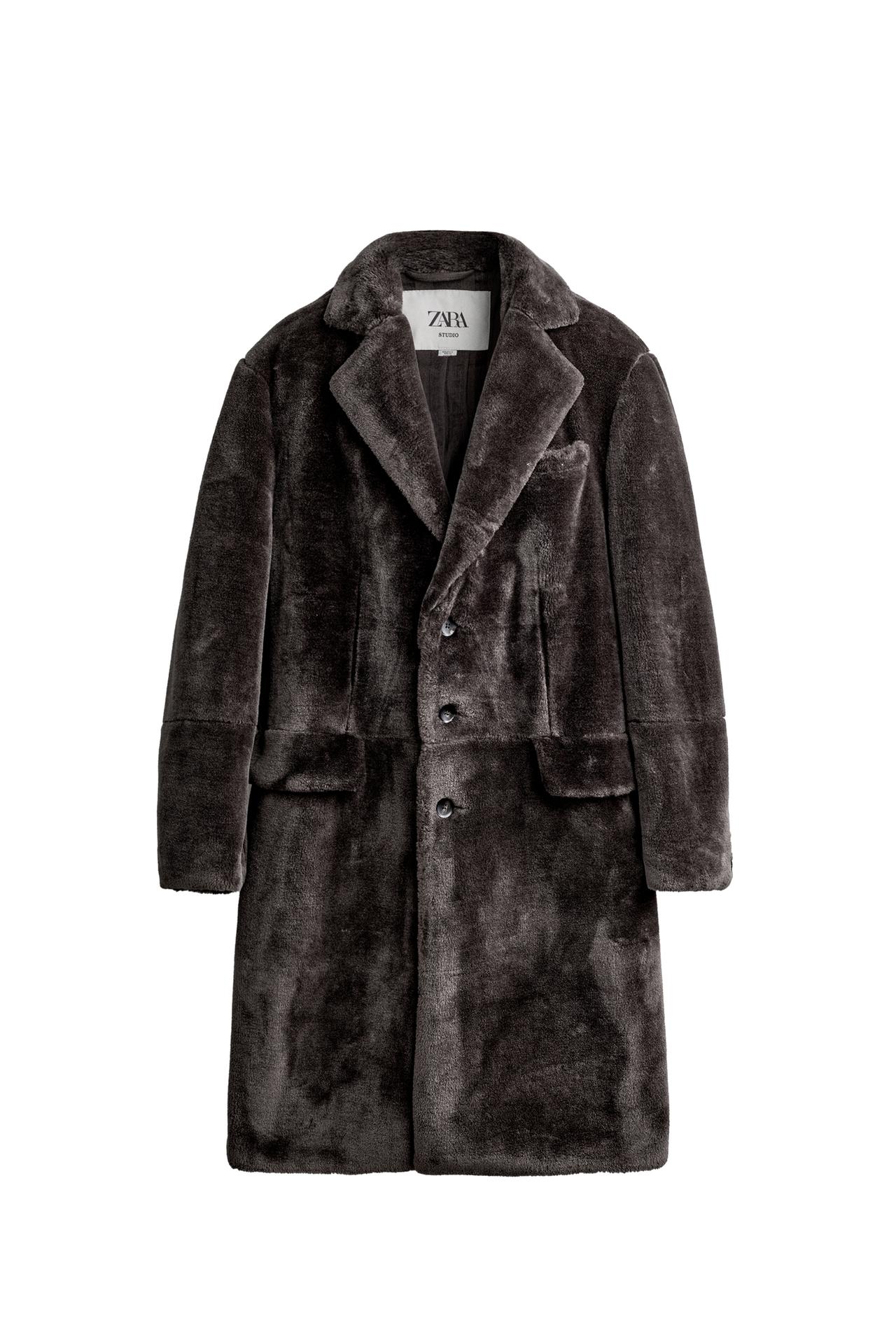 RELAXED FIT FAUX FUR FROCK COAT